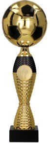 Puchar Piłka Nożna Złoto-Czarny – stylowe trofeum dla zwycięzców. Idealny na turnieje i ligi piłkarskie. Dwukolorowy design, personalizacja grawerem.