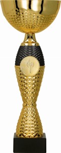 Złoty Puchar Metalowy – prestiżowe trofeum mistrzowskie z solidną, marmurową podstawą. Idealny dla zwycięzców i liderów. Metal, złoto, grawer