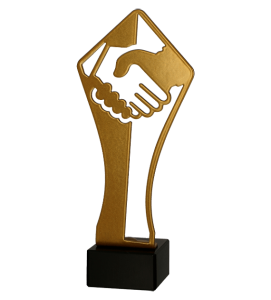 Statuetka Uścisk Dłoni PREMIUM – Solidna Statuetka Metalowa ML-HUG – Pamiątka i Podziękowanie Biznesowe dla Pracownika/Klienta – Wyróżnienie Współpraca – PucharySklep.PL