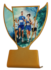 Statuetka metalowa biegowa SL-RUN, Nagroda dla biegacza w kolorze złotym, Statuetka Biegowa