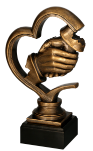 Statuetka Odlewana Podziękowanie – Serce i Uścisk Dłoni | Nagroda Wyjątkowa