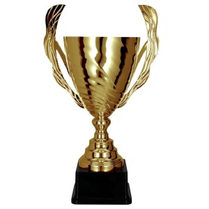 Złoty Puchar Metalowy z Antycznymi Uszami – Prestiżowe Trofeum na Każde Podium