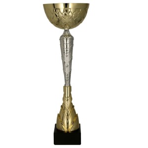 Puchar Metalowy Złoto-Srebrny na Marmurowej Podstawie – Ekskluzywne Trofeum Dwukolorowe