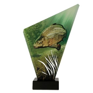 Statuetka Szklana Wędkarska 3D – Ryba (26 cm) | Ekskluzywne Trofeum dla Wędkarza