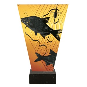 Szklana Statuetka Wędkarska z Rybą – Trofeum dla Najlepszego Wędkarza (15 cm)