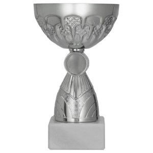 Srebrny Puchar Metalowy na Marmurowej Podstawie – Nowoczesne Trofeum z Klasą