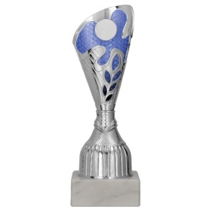 Puchar Srebrno-Niebieski na Marmurowej Podstawie – Nowoczesne Trofeum Sportowe