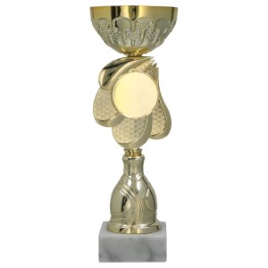Złoty Puchar Metalowy na Marmurowej Podstawie – Prestiżowe Trofeum z Grawerem