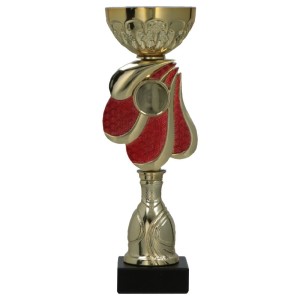 Puchar Metalowy Złoto-Czerwony na Kamiennej Podstawie – Ekskluzywne Trofeum z Grawerem