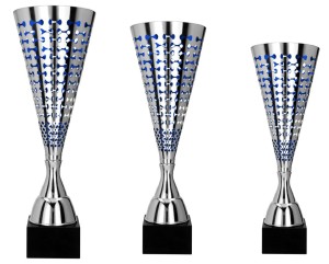 Zestaw 3 srebrnych Pucharów Sportowych – Komplet Trofeów (52, 46, 40 cm) 