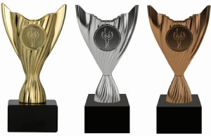 Zestaw 3 Pucharów Metalowych: Złoty, Srebrny, Brązowy – Komplet na Podium 15 cm