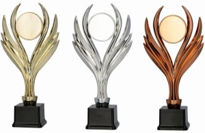 Zestaw 3 Pucharów Sportowych – Komplet Trofeów (Złoty, Srebrny, Brązowy)