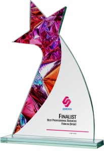 Statuetka szklana biznesowa grawerowana G044 